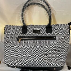 Trina Turk Black and White Chevron Tote
